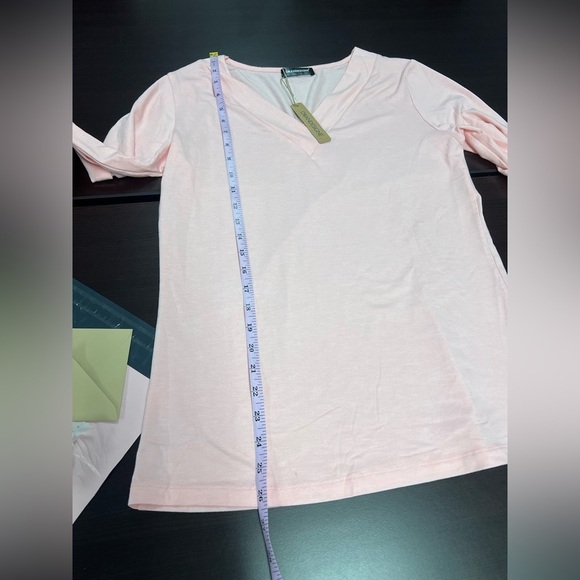 Orandesigne Women’s Pink V-Neck Long Sleeve Top – Size S – NWT - Picture 6 of 6